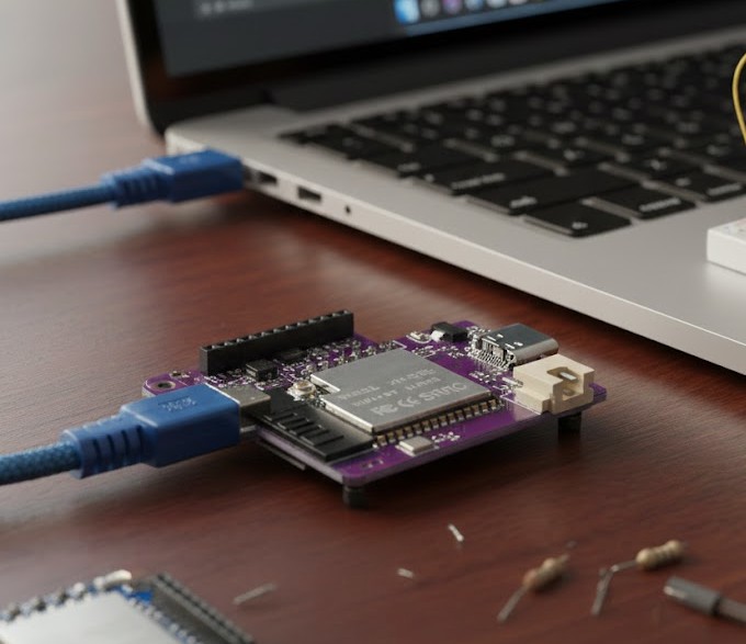 Kết nối bo mạch ESP32 với máy tính bằng cáp USB