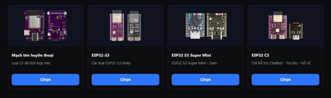 Một số bo mạch ESP32 được XIAOZHI.VN hỗ trợ nạp firmware