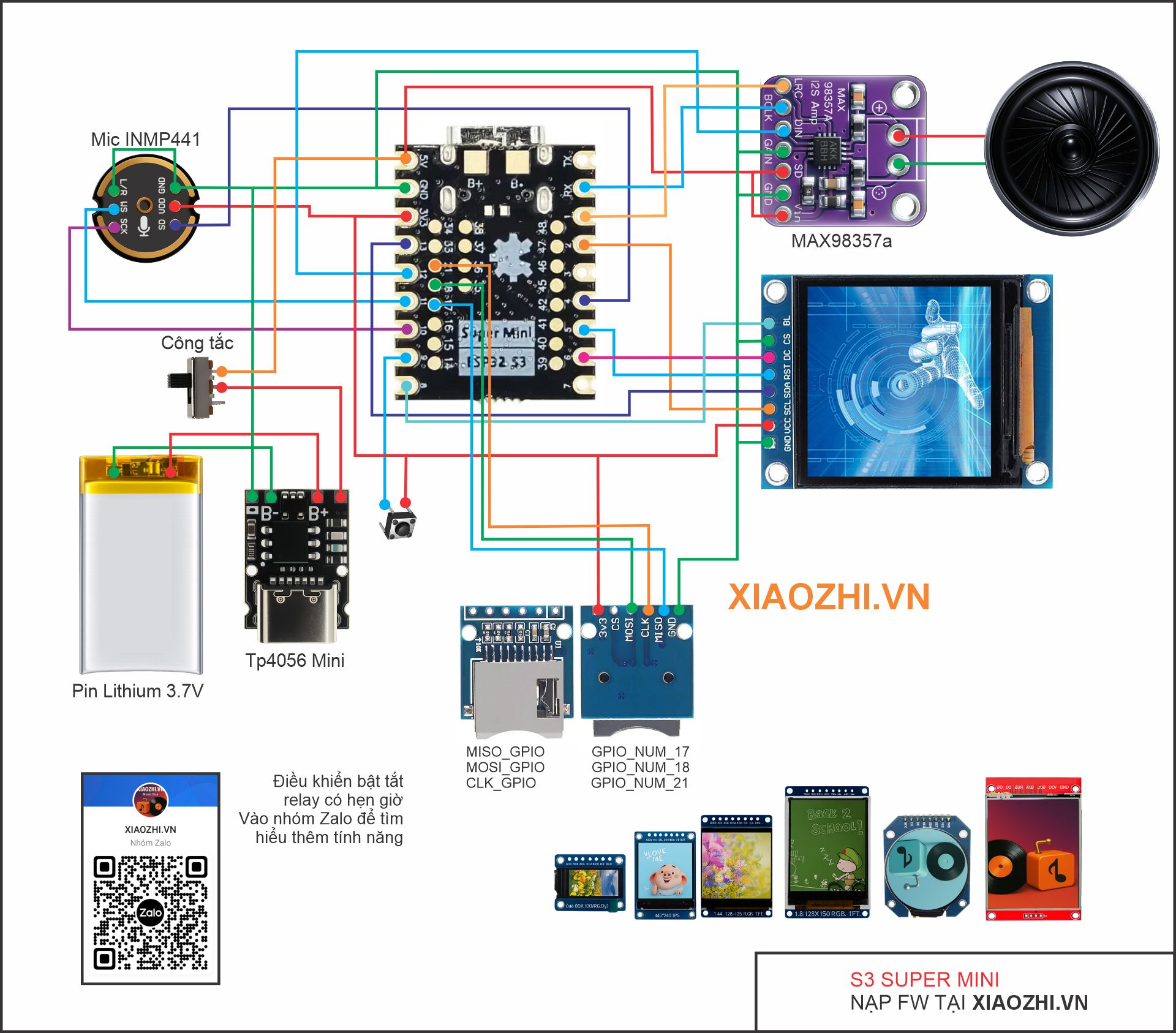 Sơ đồ đấu nối 2 micro INMP441 với Xiaozhi ESP32